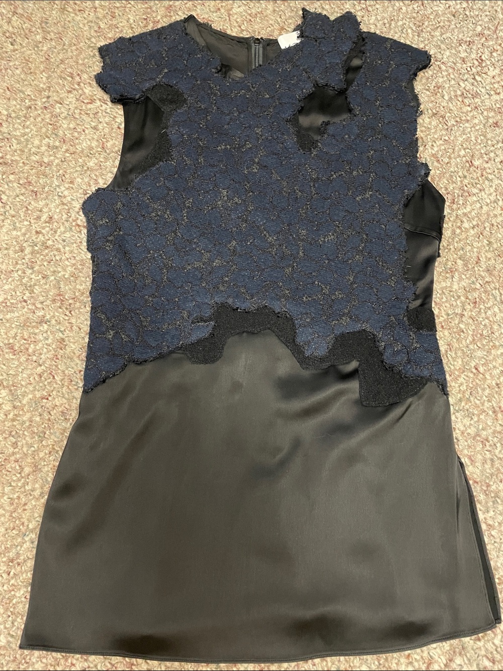 3.1 Philip Lin Women’s blue Lace Overlay Black satin Sleeveless Top/mini dress